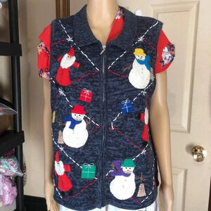 Designers Studio Holiday Vest Women Size L